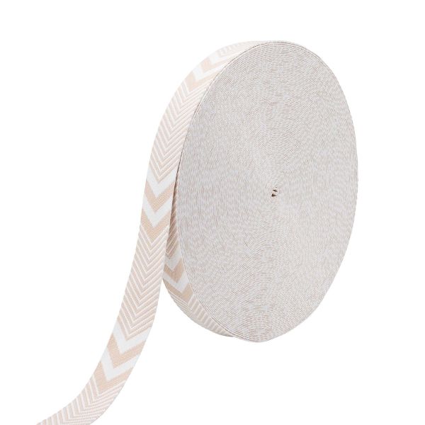 Стропа (ременная лента) 38 мм / 45.72 метра, [38.82 г/пог.м], с принтом 2-сторонняя, D166 бежевый/белый, 3Al354