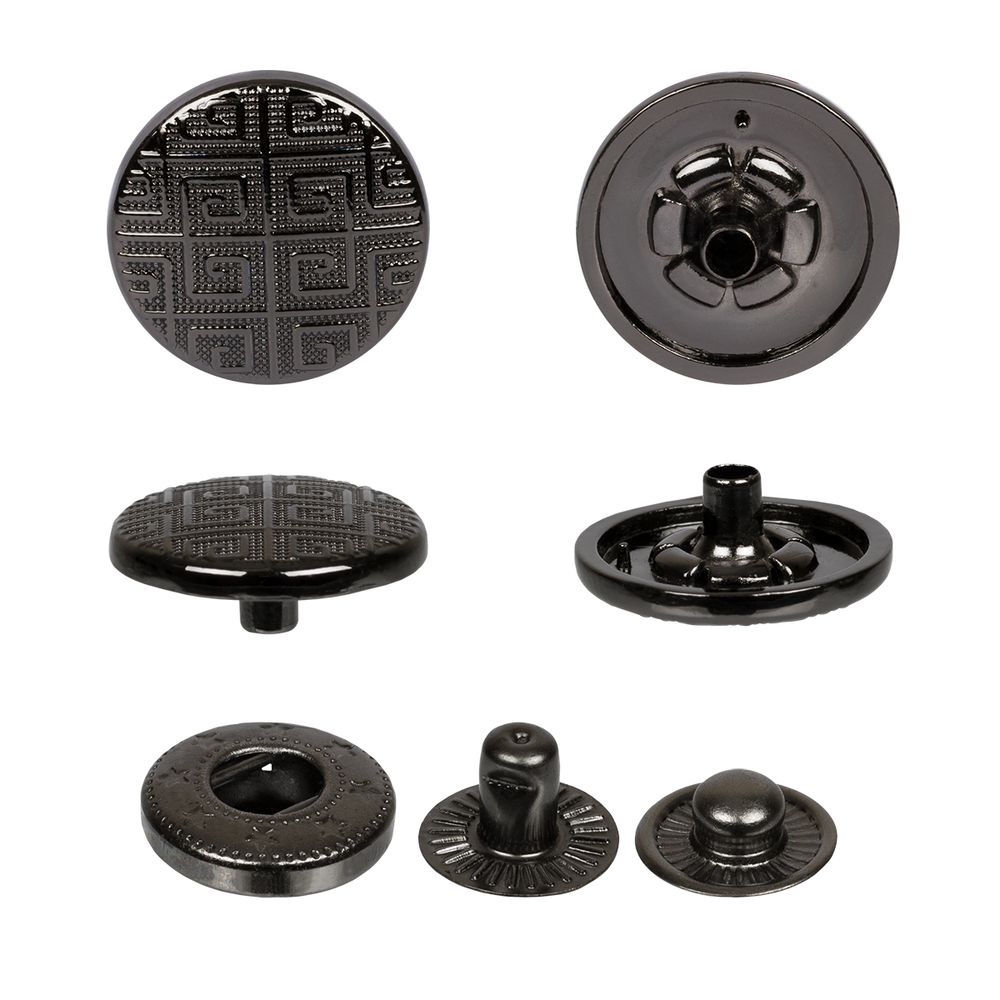 Кнопка Альфа (S-образная) ⌀15.0 мм, 36 шт, металл, нерж., 06 черн.никель, MIKRON JK 005