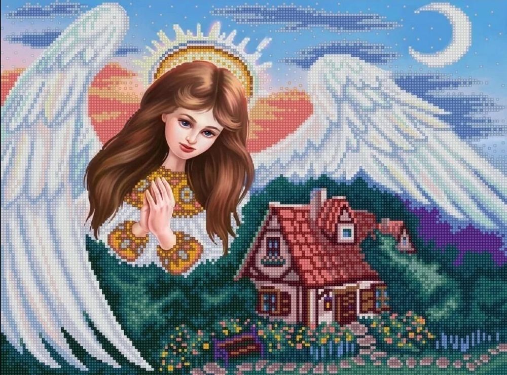 Рисунок для вышивания бисером Конек арт. 1446 Ангел дома 29х39 см