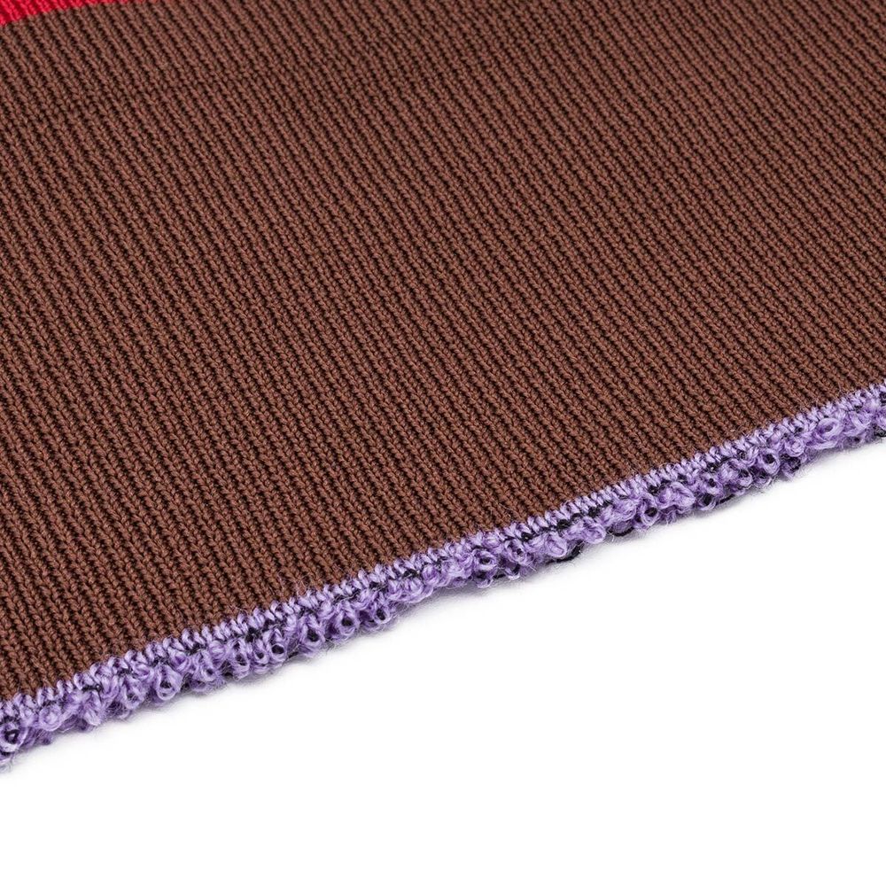 Подвяз средней плотности с полосками (100% полиэстер), 1*1, высота 14см (7см*2), длина 70-73см (8098/8046 коричневый с красными полосками)