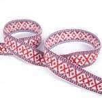 Лента (тесьма) жаккардовая 38.0 мм / 25±1 метров, для пояса, рис 9860 бело/красный №2, Gamma С3822