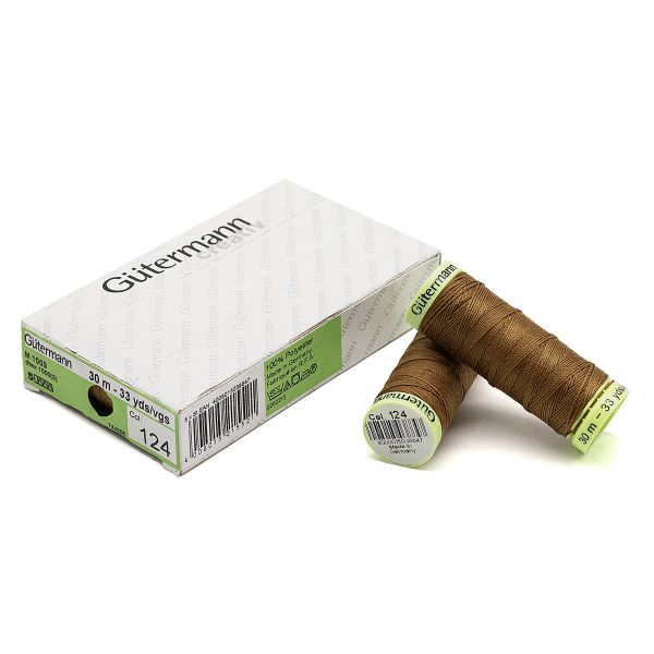 Нитки отделочные Gutermann Top Stitch, 30м, 124 золотисто-коричневый, 5 катушек