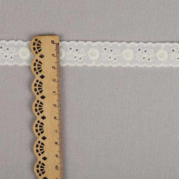 Кружево шитьё хлопок.1478 17 мм, цв.F102 молочный, уп.13.71м, Kruzhevo