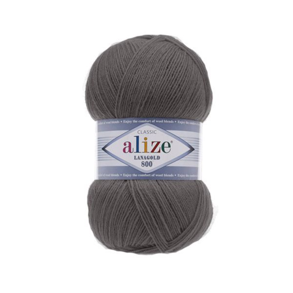 Пряжа Alize (Ализе) Lana Gold 800 / уп.5 мот. по 100 г, 800м, 348 темно-серый A