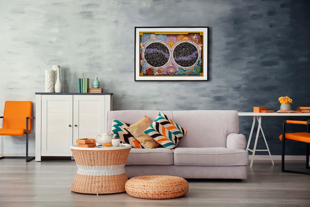 Набор для вышивания нитками Panna, Золотая серия, Карта звездного неба, 70х50 см