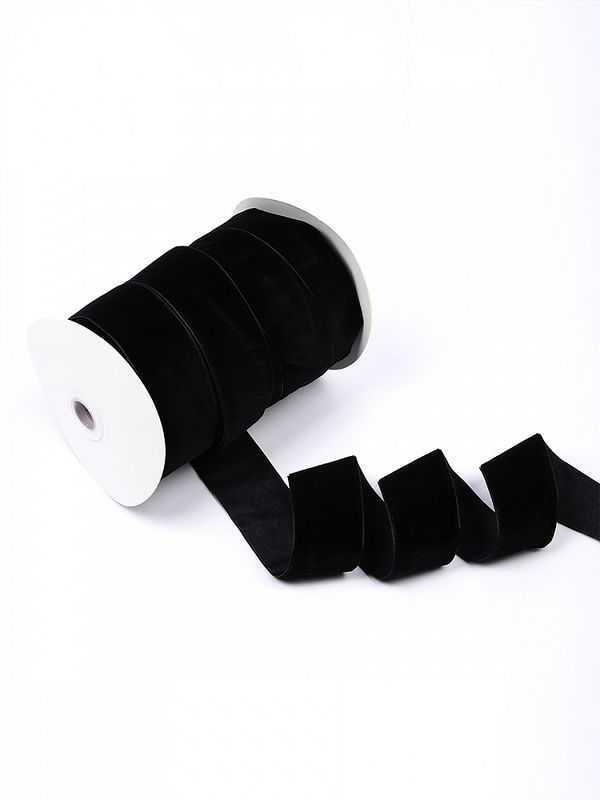 Лента бархатная (тесьма) 38.0 мм / 22.86±1 метров, арт.38VR03 нейлон цв.черный