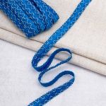 Тесьма отделочная вязаная 10 мм / 10 метров, рис 9254, синий/серебро, С3729г17/1