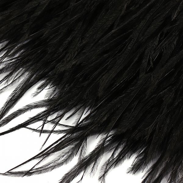 Перья на ленте декоративные Страус FBY-15-100 15см черный уп.2м