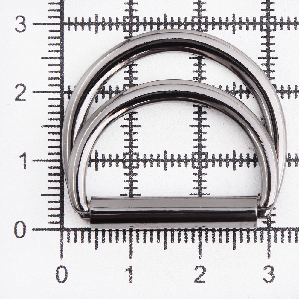 Полукольцо двойное металл внутр. 25 мм (внешн. 32х30 мм), 2 шт, металл, олово черный никель, MT-1852