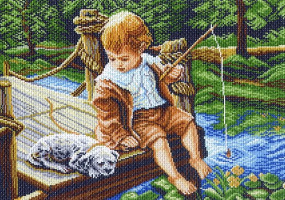 Рисунок для вышивания Матренин Посад (канва), 37х49 -0854 С другом на рыбалке