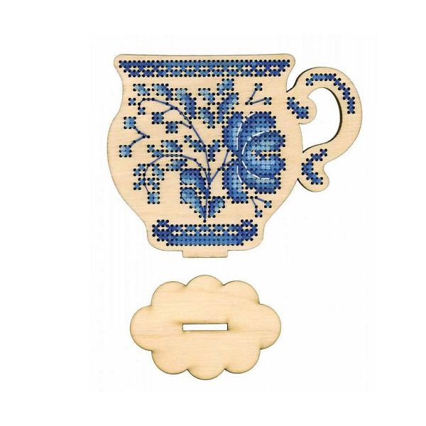 Набор для вышивания нитками МП Студия, на дереве Время пить чай 11х9 см