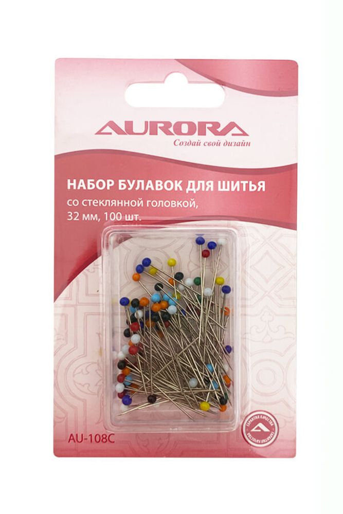 Булавки со стеклянной головкой, разноцветные, 32 мм, AU-108C, Aurora, 1 шт Булавки со стеклянной головкой, разноцветные, 32 мм, AU-108C, Aurora, 1 шт