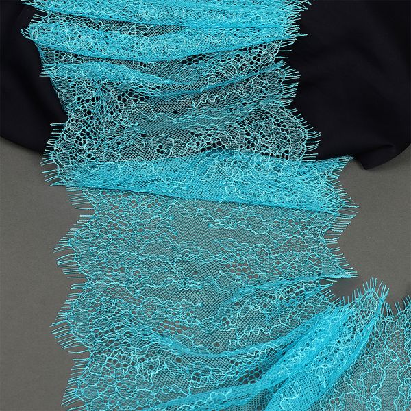 Кружево шантильи (реснички) диз. A88 шир.170мм цв.F274 яркая бирюза, 3 метра, Kruzhevo