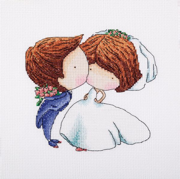 Набор для вышивания нитками Klart, Поцелуй нежности, 18х15 см