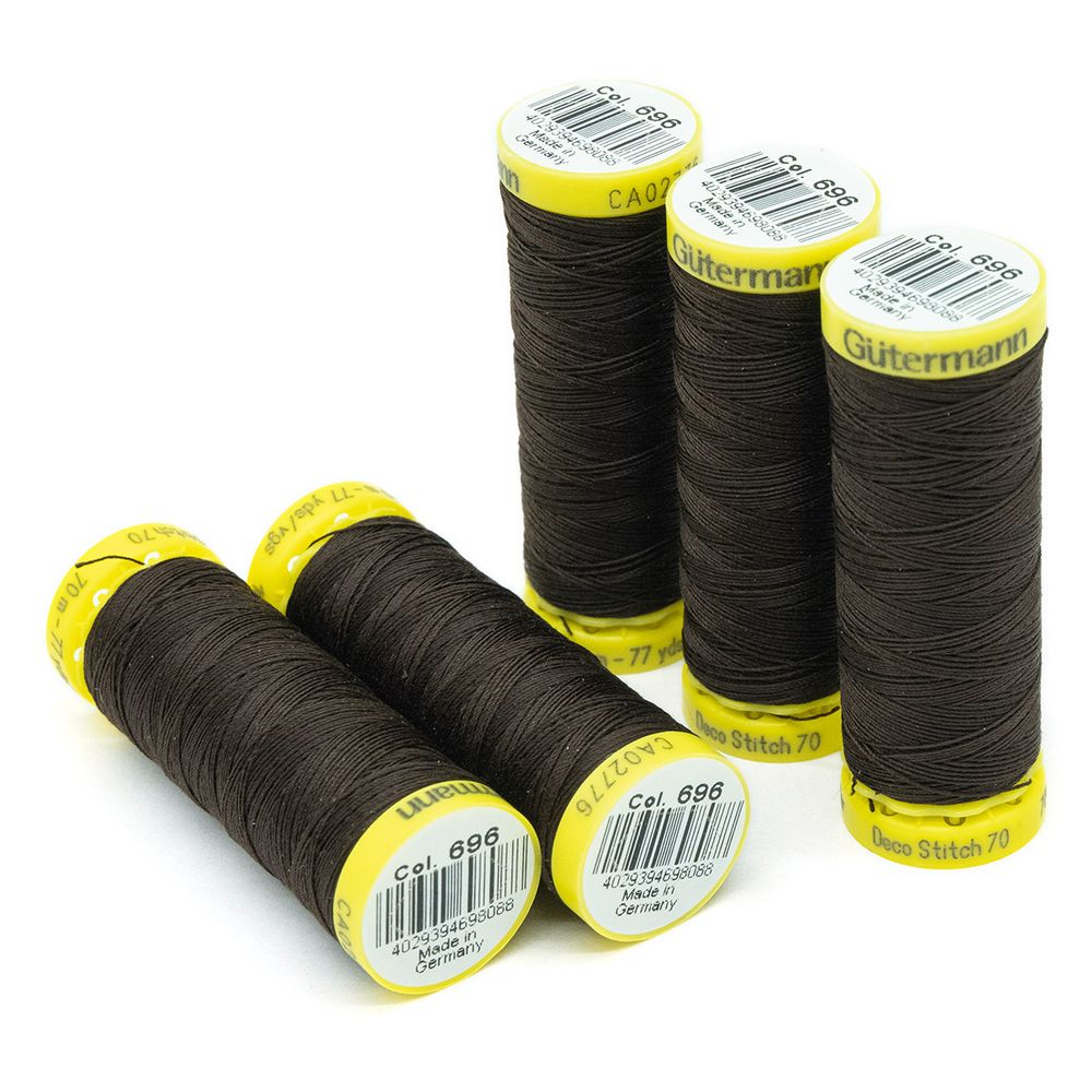 Нитки отделочные Gutermann Deco Stitch 70, 70м, 696 т.шоколад, 5 катушек