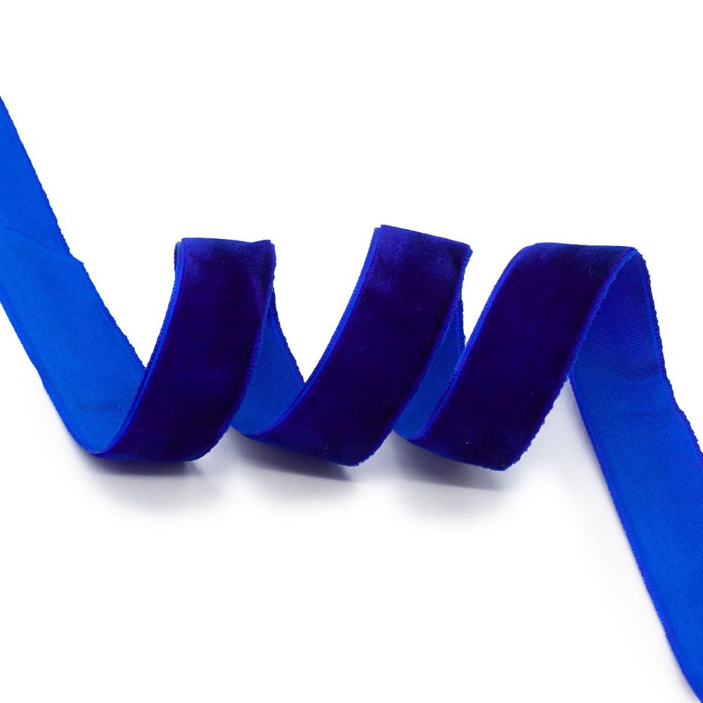 Лента бархатная (тесьма) 20.0 мм / 32.9±2 метров, 0081-1901 (8571 синий)