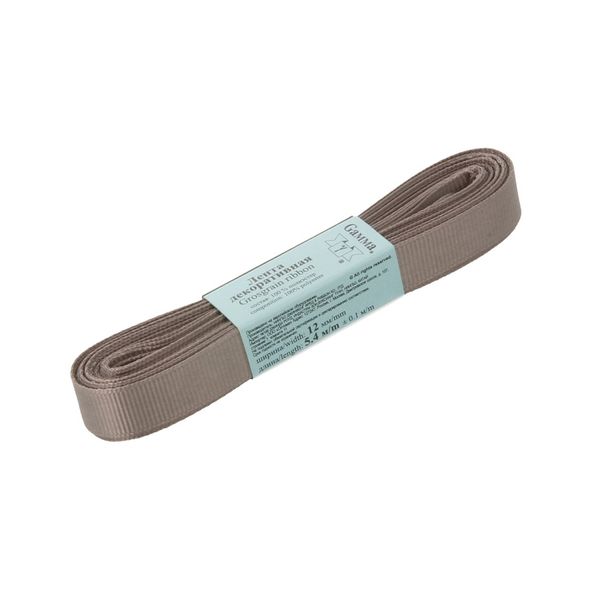 Лента репсовая нарезка 12.0 мм / 10 шт по 5.4 метра, 124 серый, Gamma GR-12