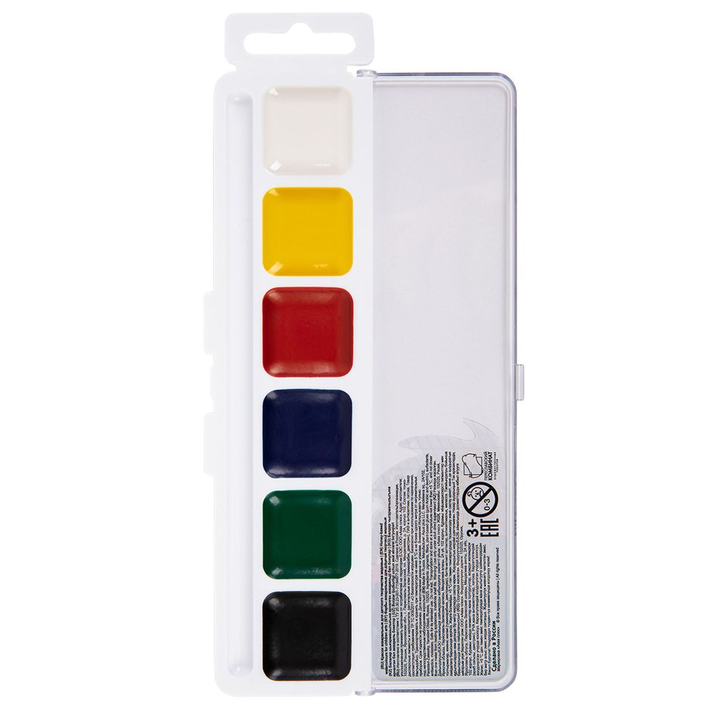 Краска акварель Лео Учись медовые, без кисти LNW-0106 6 цв