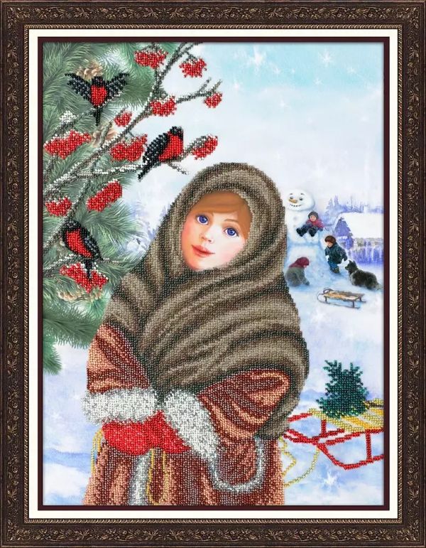 Набор для вышивания бисером Паутинка, На зимней опушке 30х40 см