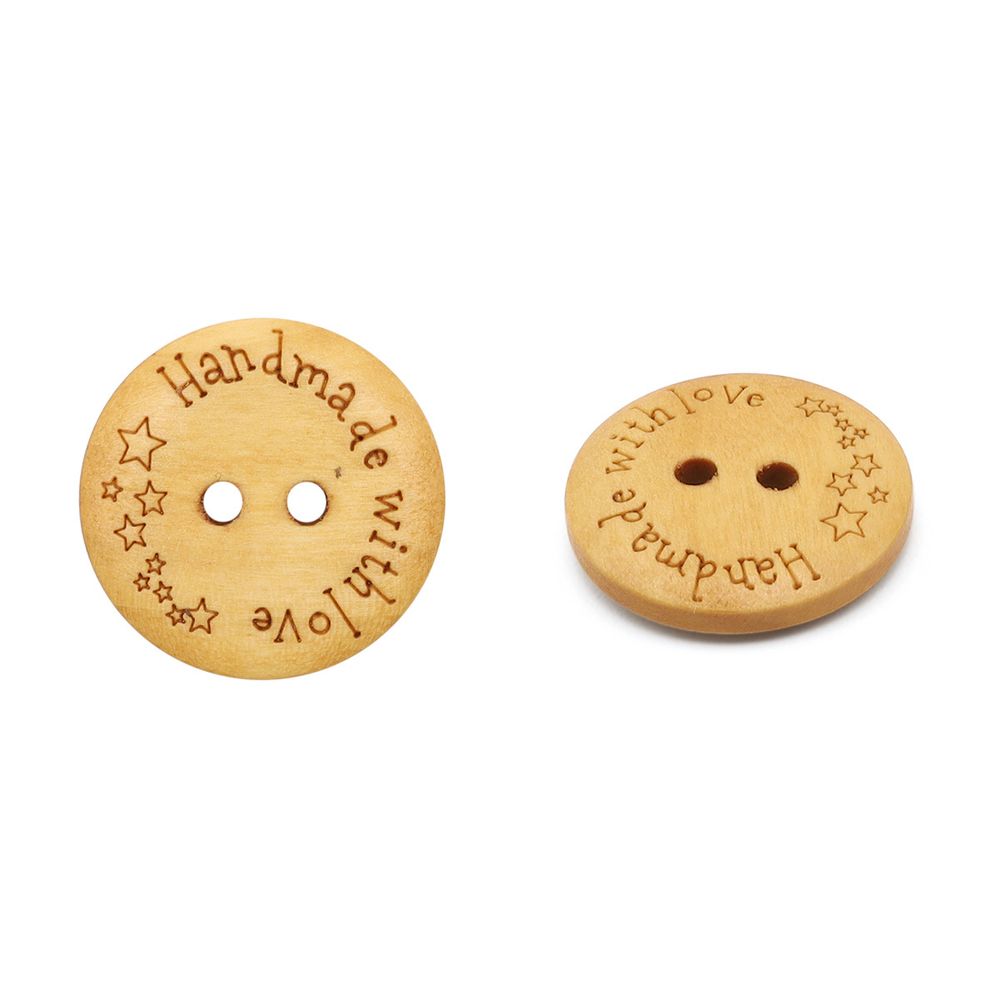 Пуговицы на 2 прокола Handmade 32L (20мм), дерево (Yellow (желтый)), W21, 36 шт