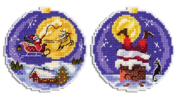 Набор для вышивания нитками МП Студия (Жар-птица), Санта 9х9 см