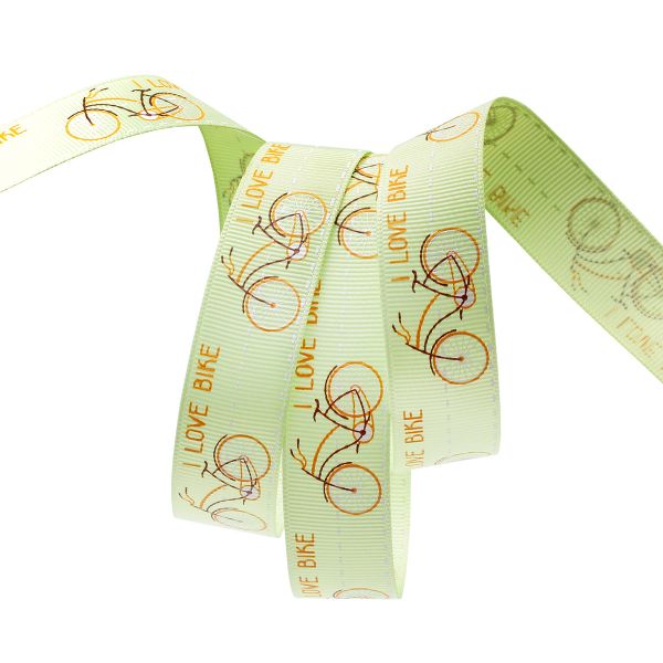 Лента репсовая (в рубчик) PREMIUM Велосипед 22 мм, 22,5м (520 св.зеленый)