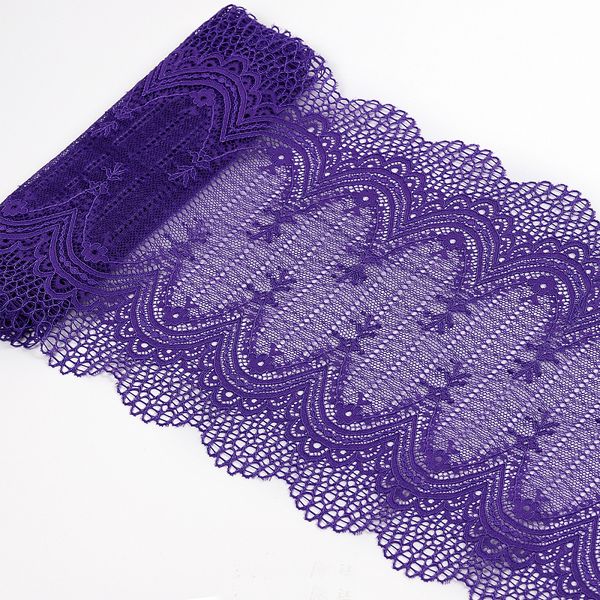 Кружево бельевое эластичное 230 мм / 10 м, 8037, цв.F170 фиолетовый, Kruzhevo
