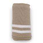 Подвяз (довяз) трикотажный 7.5х80 см, однослойный в полоску, бежевый цв.101/белый
