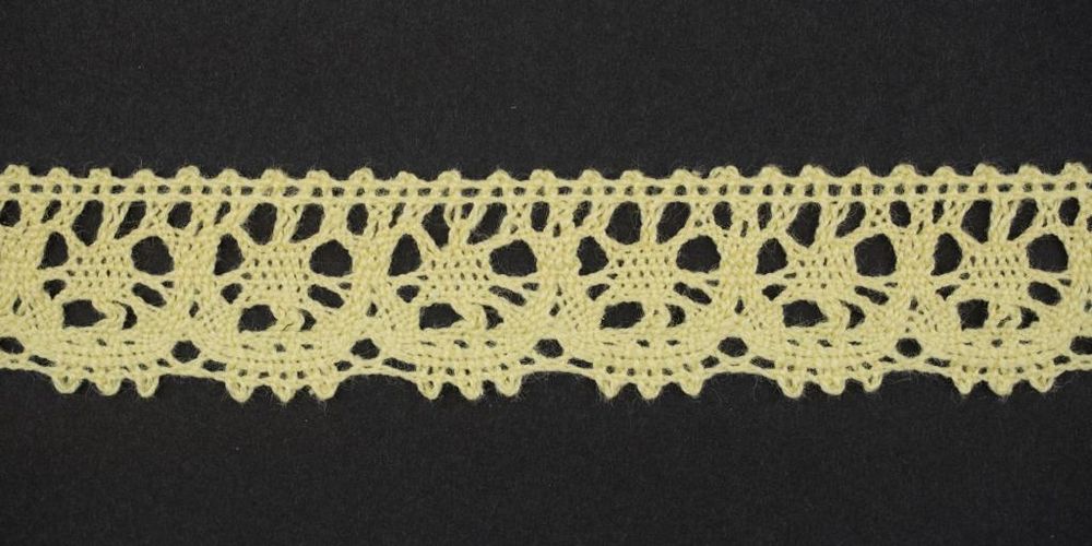 Кружево вязаное (тесьма) 21 мм, цв.св.желтый, Alfa, 25 метров, AF-376-010 Кружево вязаное (тесьма) 21 мм, цв.св.желтый, Alfa, 25 метров, AF-376-010