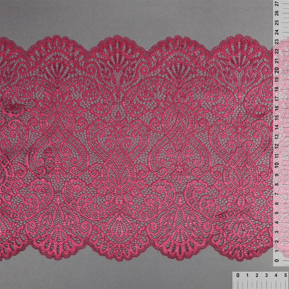 Кружево бельевое эластичное 240 мм / 25 м, 40992, цв.2925 розовый рубин, Kruzhevo