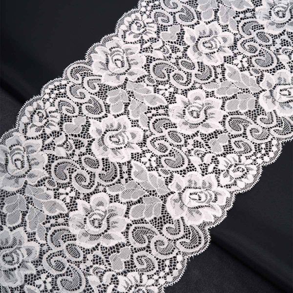 Кружево бельевое эластичное 175 мм / 13.72 метра, белый, 3AR3773