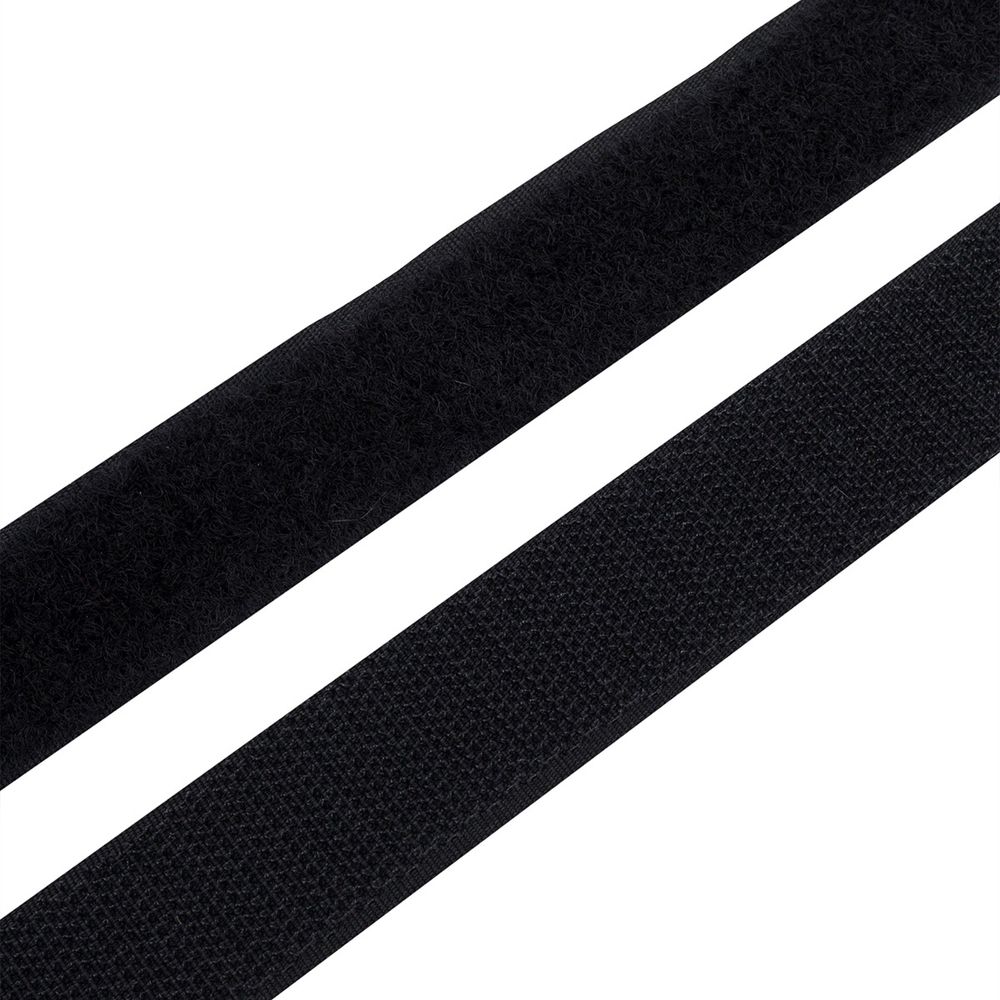 Лента контактная липучка (велкро) пришивная 25 мм, / 25 метров, черный, Hobby&amp;Pro, ПАРА (крючок+петля), качество "A"