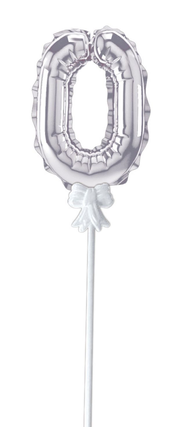 Шар самодув Цифра, 5 шт, 0, серебряная, Boomzee FBZ-04