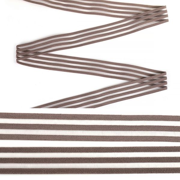 Резинка декоративная с прозрачными вставками 20.0 мм / 30 метров, нейлон, шиншилла S222