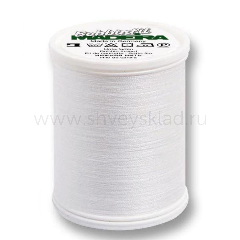 Нитки нижние Madeira Bobbinfil №70, 1500 м, цв. белые, 9764, 5 катушек