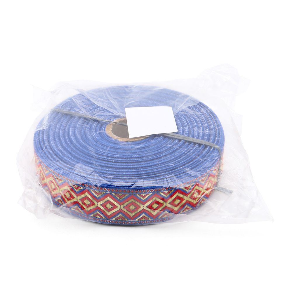 Лента (тесьма) жаккардовая 32.0 мм / 25±1 метров, рис. 9496, С1853Г17 золото/красный/синий