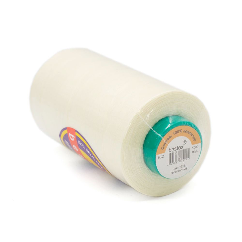 Нитки универсальные Bestex 50/2, 4570 м (5000 ярд) / 1 кат., 002 бело-желтый