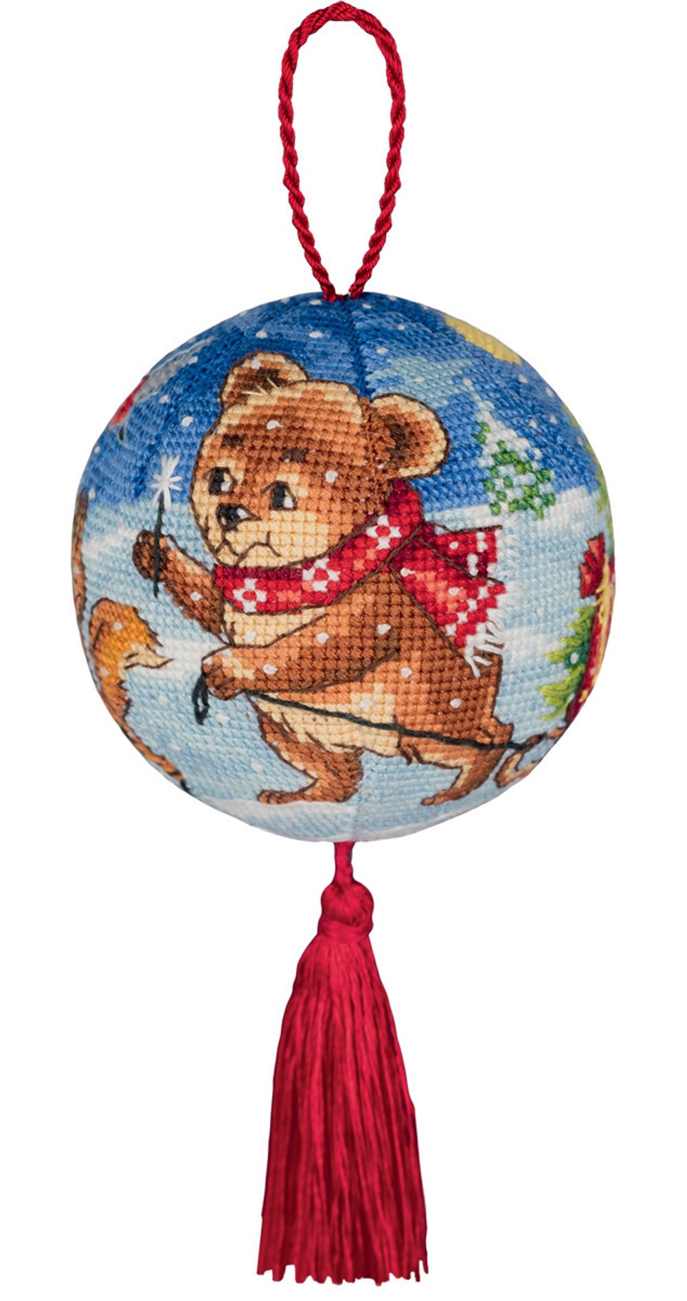 Набор для вышивания нитками Panna, новогодняя игрушка Праздник к нам приходит, 6х6 см