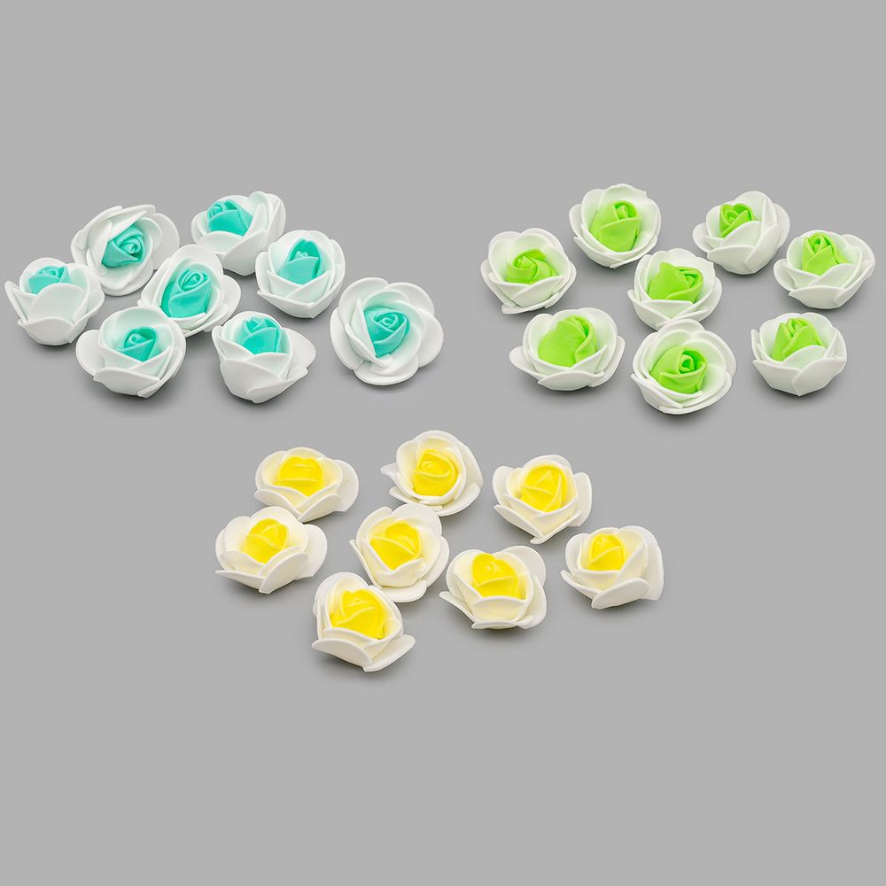 Цветочек-розочка из фоамирана 38 мм, микс №2, 3 цвета, 24 шт