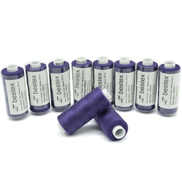 Нитки швейные бытовые Bestex 40/2, 365 м (400 ярд) / 10 кат., 102 ярко-фиолетовый