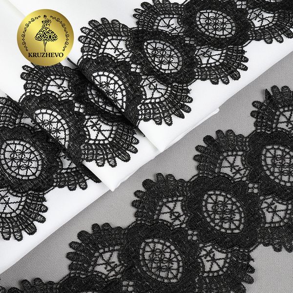Кружево гипюр (плетёное) 90 мм / 13.71 метров, TBY.16GB2007, цв.черный