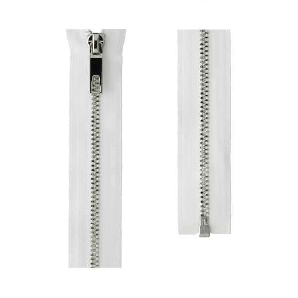 Молния металл Т3 (3 мм) 1 зам., разъем., 70 см, декор, с брелоком серебро, белый брелок DEK Premium, SDV-3 Gamma, 1 шт