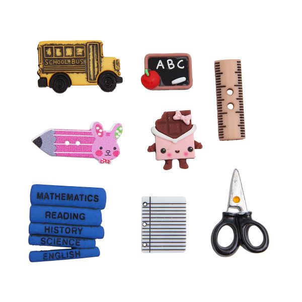 Украшения пуговицы декоративные фигурки Пенал пластик, 9 штук, Dress It Up