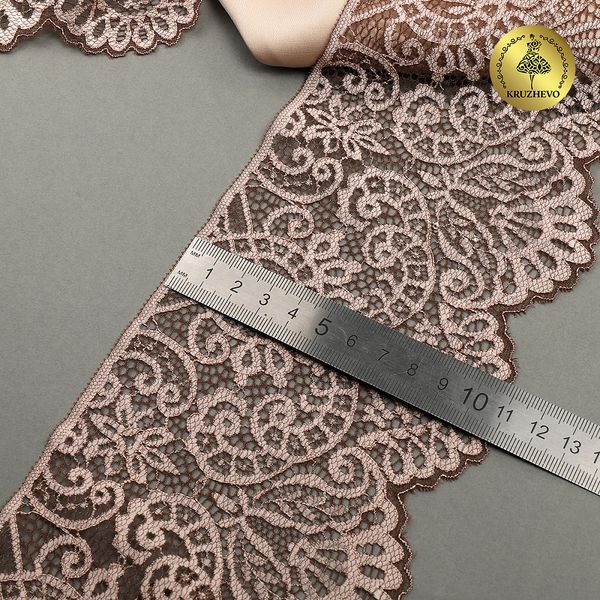 Кружево эластичное (стрейч) 110 мм, 40992PP цв.бежевый, 3 метра, Kruzhevo