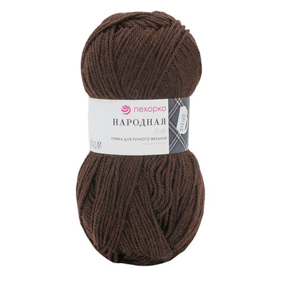Пряжа Пехорка Народная / уп.5 мот. по 100 г, 220 м, 17-Шоколад