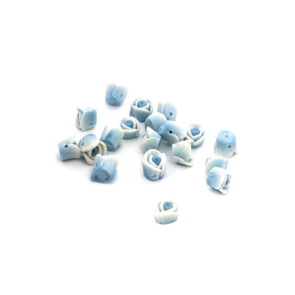 Бусины глиняные 8 мм, in ⌀1 мм, упак 20 шт цв. голубой