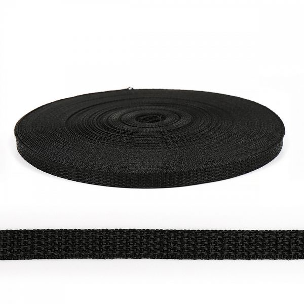 Стропа (ременная лента) 10 мм / 25 метров, толщ. ≈1.2 мм, черный