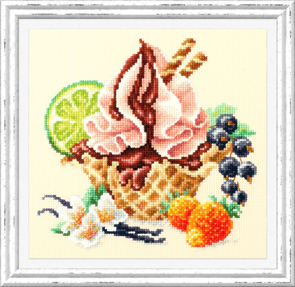 Набор для вышивания нитками Чудесная игла, Ванильное мороженное 17х17 см