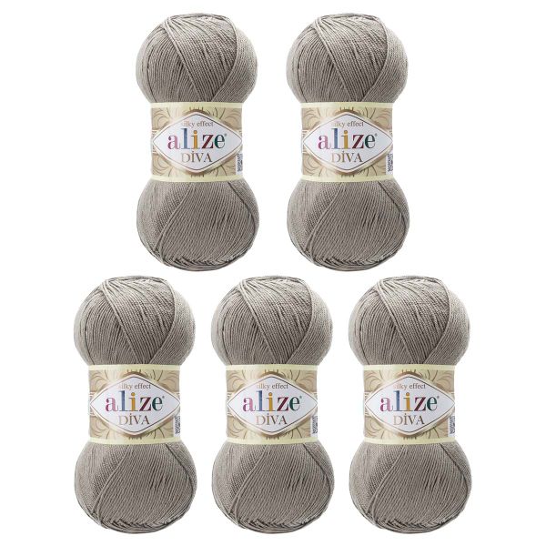 Пряжа Alize (Ализе) Diva / уп.5 мот. по 100 г, 350м, 283 серо-бежевый
