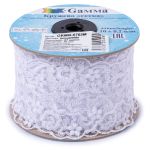 Кружево на сетке 67 мм / 10 м, белый, Gamma GKMB-6702M